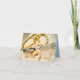 Elegante Perlen und Spitzen Dankeskarte