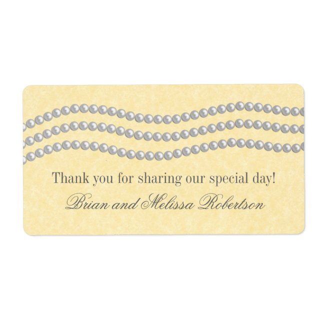 Elegante Perlen Wedding Labels, Elfenbein (Vorne)