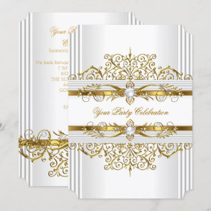 Elegante Perlen Weißgold Elegante Geburtstagsfeier Einladung