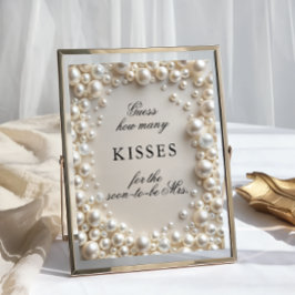 Elegante Perlen Wie viele Kisses Brautparty Game Poster