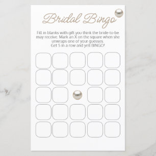Elegante Perlenhalskette Brautparty Bingo Game