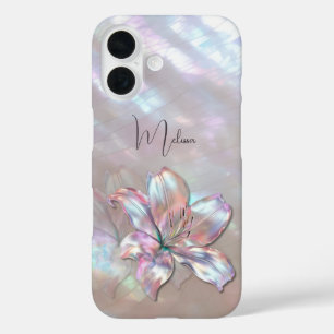 Elegante Perlmutt-Lilie iPhone 16 Hülle