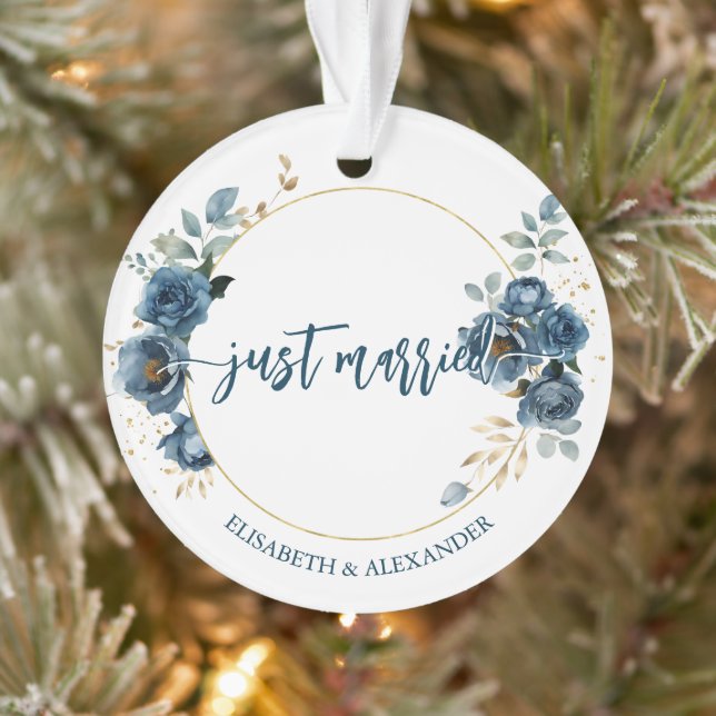 Elegante Personalisiert Blue Rose Weihnachten Ornament (Baum)