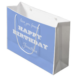 Elegante Personalisiert Happy Birthday Blue Gift B Große Geschenktüte