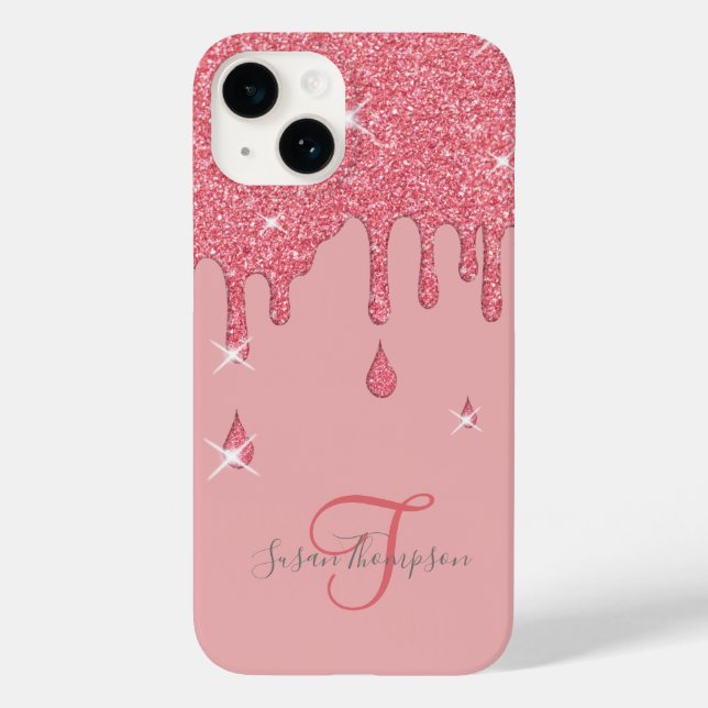Elegante Personalisiert-rosa-Effekt-Glitzern Case-Mate iPhone Hülle (Rückseite)