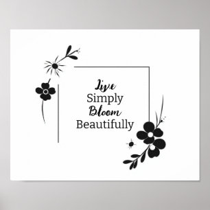 Elegante Personalisierte Black Floral Wall Art - C Poster