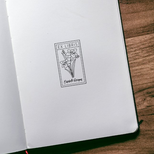Elegante Personalisierte Blume Ex Libris Gummistempel (Von Creator hochgeladen)
