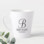 Elegante Personalisierte Bridesmaid Co. Milchtasse<br><div class="desc">Elegante Personalisierte Bridesmaid-Geschenke in Schwarz und Weiß mit personalisierten Monogrammen im eleganten Script-Schriftart-Stil mit Name und Titel der Brautjungfrau im klassischen Serif-Schriftart-Stil. Auch perfekt für die Trauzeugin,  Blumenmädchen,  Brautmutter und vieles mehr.</div>