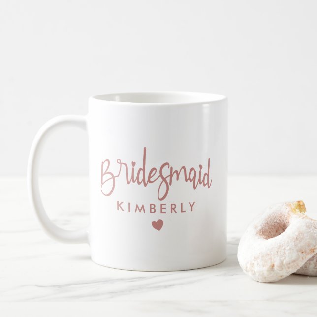 Elegante Personalisierte Bridesmaid Hochzeitscoffe Kaffeetasse (Mit Donut)