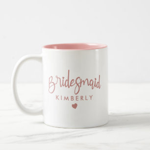 Elegante Personalisierte Bridesmaid Hochzeitscoffe Zweifarbige Tasse
