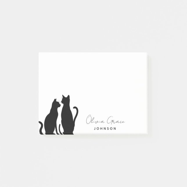 Elegante Personalisierte Cat-Silhouette Post-it-Hi Post-it Klebezettel (Vorderseite)