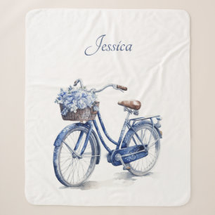 Elegante personalisierte Delft-Blumen-Fahrraddecke Sherpadecke