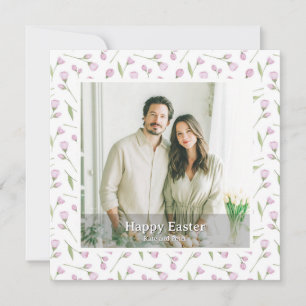 Elegante personalisierte Foto-Blumen-Ostern Feiertagskarte