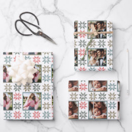 Elegante Personalisierte Fotos und Holiday Poinset Geschenkpapier Set