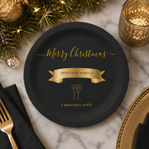 Elegante personalisierte Frohe Weihnachten-Papierp Pappteller