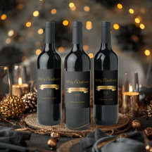 Elegante personalisierte Frohe Weihnachten Wein Et