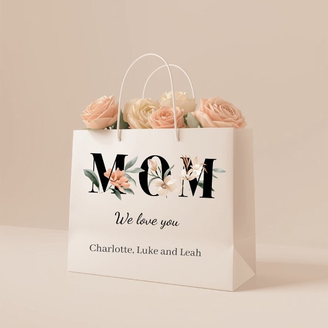 Elegante personalisierte Geschenktüte mit Blumenmo (Von Creator hochgeladen)