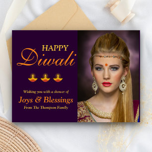 Elegante personalisierte Happy Diwali Fotokarte