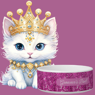 Elegante personalisierte heißrosa Glitter-Unecht-P Napf