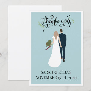 Elegante personalisierte Hochzeit Danke Karten
