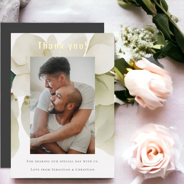 Elegante Personalisierte Hochzeit Dankeschön-Karte Folieneinladung (Elegant Personalized Wedding Thank You Card from Ricaso. Delicate real foil detail. Add own photo.)