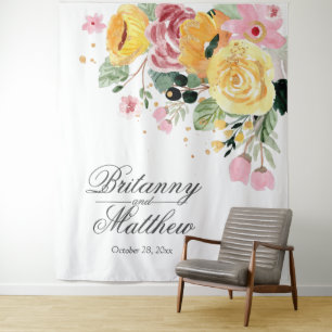 Elegante Personalisierte Hochzeit der Wasserfarben Wandteppich