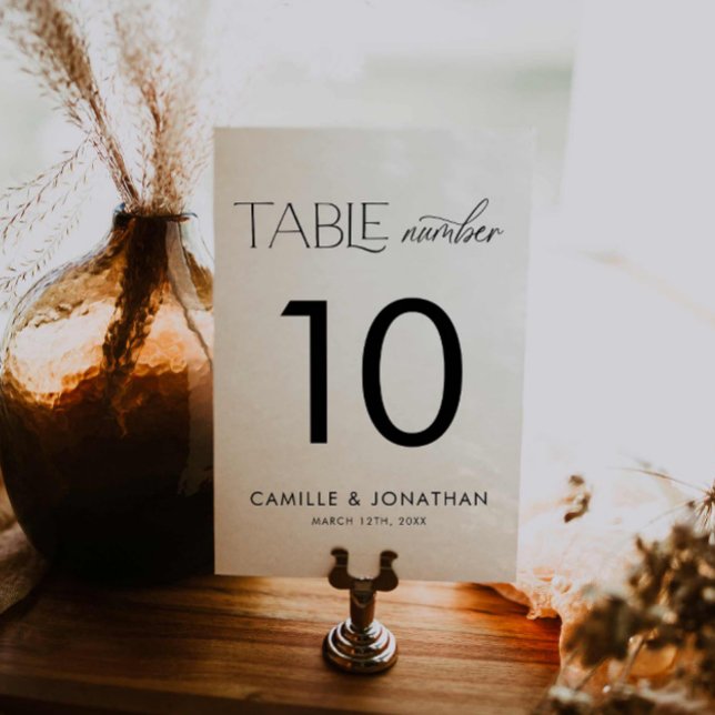Elegante Personalisierte Hochzeit in Schwarz und W Tischnummer (Elegant Simple Wedding Table Number)