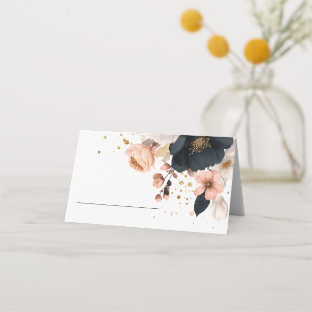 Elegante personalisierte Hochzeits-Blumen-  Platzkarte (Vorderseite)