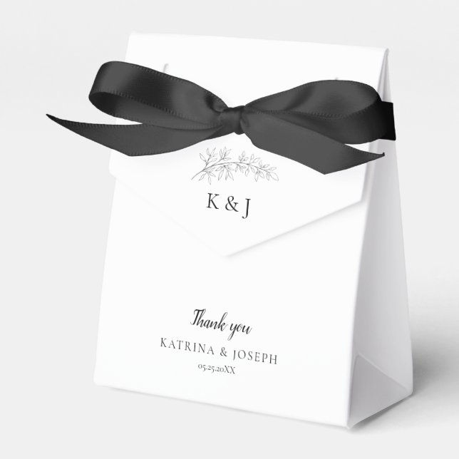 Elegante personalisierte Hochzeitsbotanik Minimali Geschenkschachtel (Vorderseite)