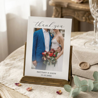 Elegante personalisierte Hochzeitsfoto-Dankeskarte Feiertagskarte