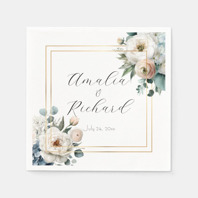 Elegante personalisierte Hochzeitsservietten mit B Serviette (Vorderseite)