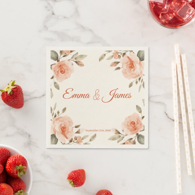Elegante personalisierte Hochzeitsservietten mit B Serviette (Beispiel)