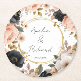 Elegante personalisierte Hochzeitsuntersetzer mit Runder Pappuntersetzer