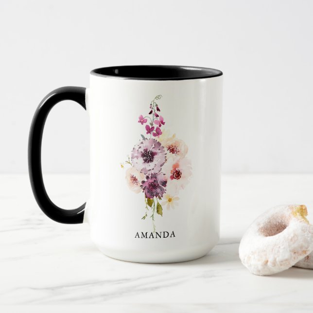 Elegante Personalisierte Kaffee-Tasse - Wasserfarb Tasse (Mit Donut)