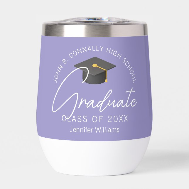 Elegante personalisierte Lavendel-Abschlussfeier (Vorderseite)