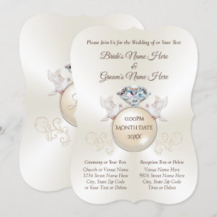 Elegante personalisierte Liebesvogel-Hochzeitseinl Einladung