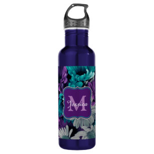 Elegante Personalisierte Lila Blumen Edelstahlflasche