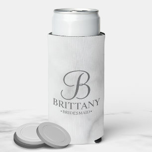 Elegante Personalisierte Monogram Bridesmaid Seltz Selters Dosenkühler