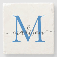 Elegante Personalisierte Monogram Script Navy Blue