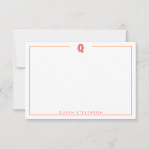 Elegante personalisierte Monogramm 3D Buchstabe Q Mitteilungskarte