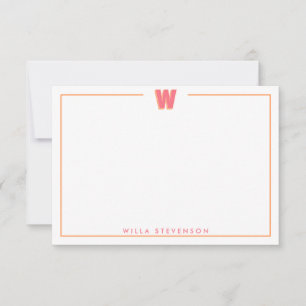Elegante personalisierte Monogramm 3D Buchstabe W Mitteilungskarte