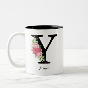 Elegante Personalisierte Monogramm-Kaffeemaschine Zweifarbige Tasse