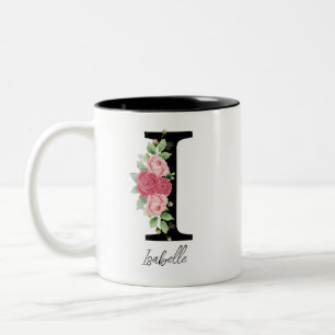 Elegante Personalisierte Monogramm-Kaffeemaschine Zweifarbige Tasse