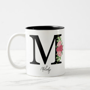 Elegante Personalisierte Monogramm-Kaffeemaschine Zweifarbige Tasse