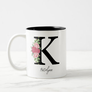 Elegante Personalisierte Monogramm-Kaffeemaschine  Zweifarbige Tasse
