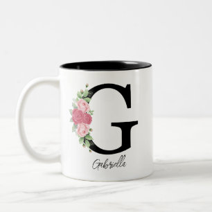 Elegante Personalisierte Monogramm-Kaffeemaschine  Zweifarbige Tasse