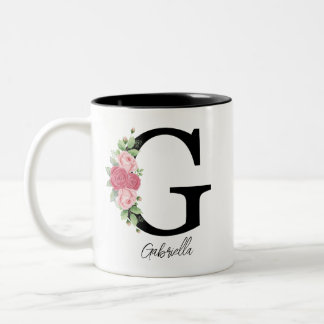 Elegante Personalisierte Monogramm-Kaffeemaschine Zweifarbige Tasse