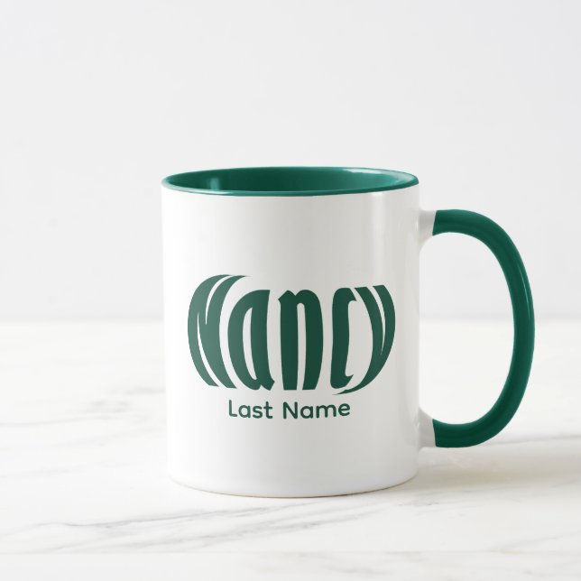 Elegante Personalisierte "Nancy" Art in Hunter Gre Tasse (Rechts)