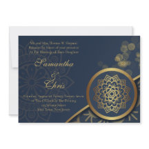 Elegante personalisierte Navy-Blau und Gold Hochze
