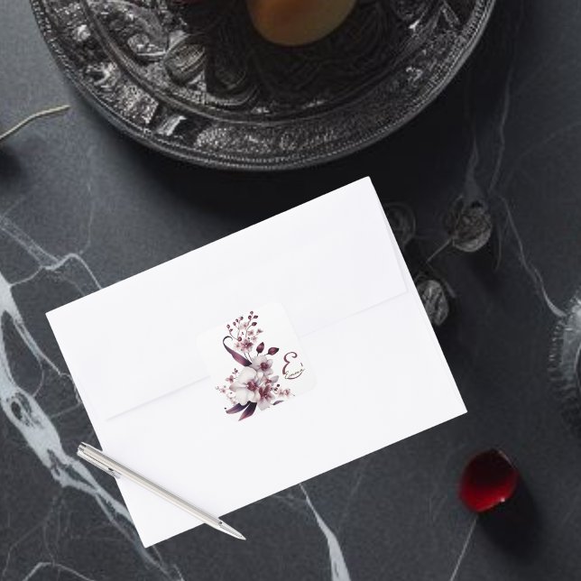 Elegante Personalisierte Orchid-Blume Quadratischer Aufkleber (Von Creator hochgeladen)